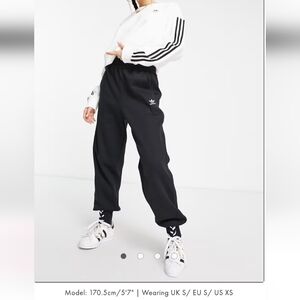 Adidas Womens Black Sweatpants with White Laces